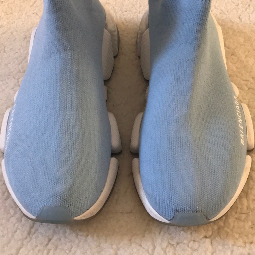 Balenciaga | Light Blue and White Speed Knit Sock Trainer Sneakers Size 8 - Picture 6 of 14